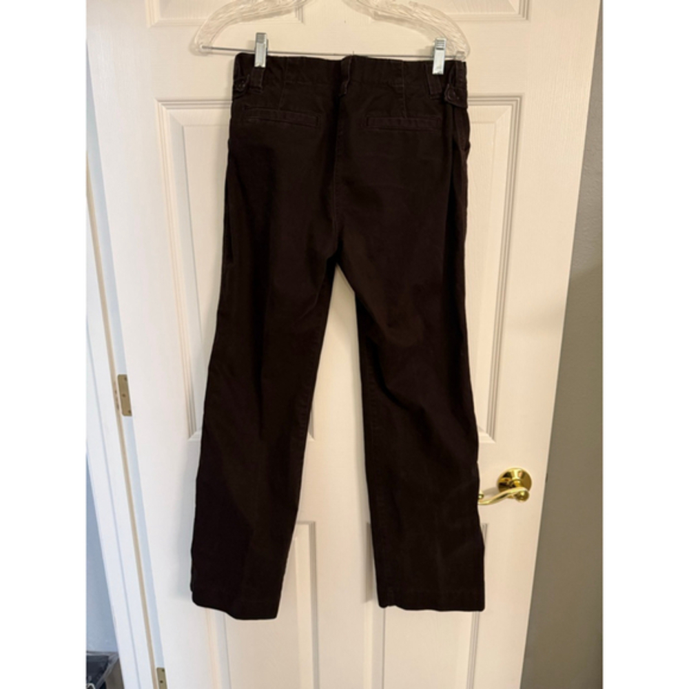 Dark Brown Low Rise Chinos J Crew Size 6 Adjustable Waistband Stretch Flared Leg